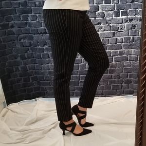 Pinstriped High Waisted Slim Leg Pants